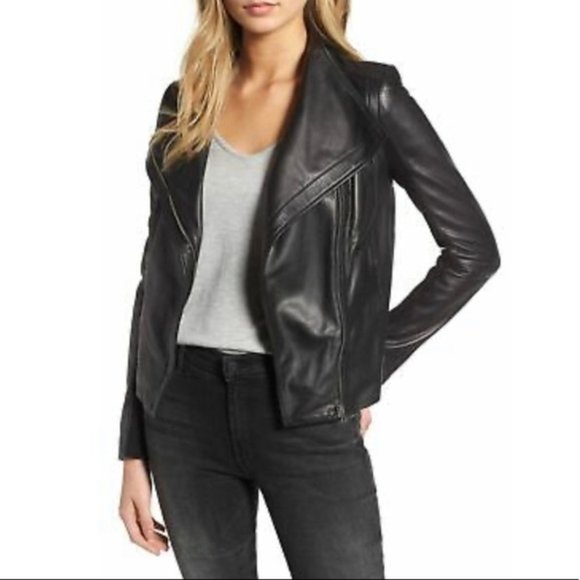 Trouve Asymmetrical Leather Jacket - Picture 1 of 8